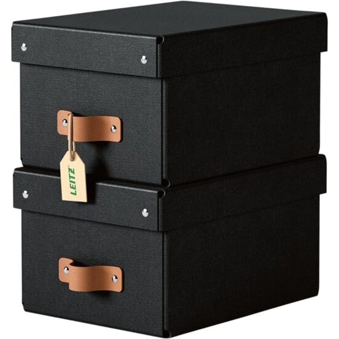 Leitz Puro Kleine Opbergdoos met Deksel - Set van 2 - 7L - 100% Gerecycled Karton - Zwart