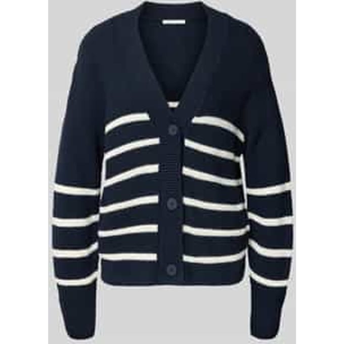 Tom Tailor Denim - Vest met V-hals - Maat L - placed navy white stripe