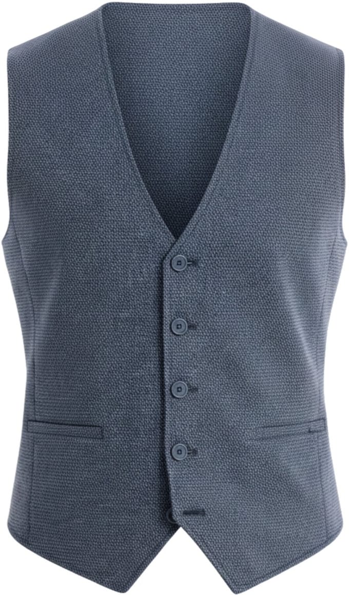 OMBRE Gilet - Slim Fit - Knopen - Gemeleerd Marine XXL