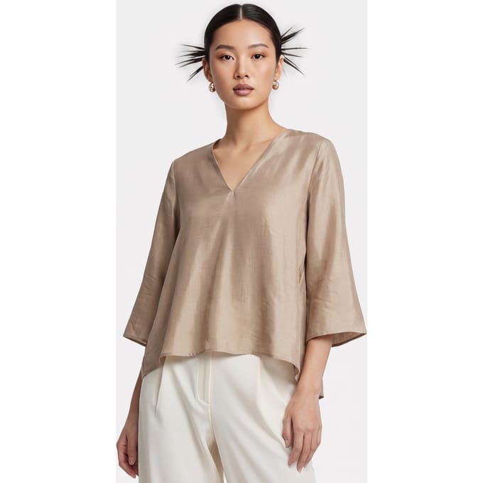 ARKET Hyss Tunic Blouse Beige Größe: 36 | Longsleeves Outlet | Damen | Braun