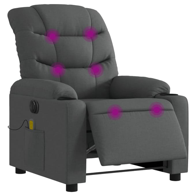 vidaXL - Massagestoel - elektrisch - verstelbaar - stof - donkergrijs