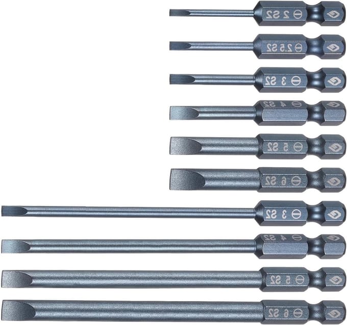 10 STKS Magnetische Sleufschroevendraaier Bits S2 Staal voor 1/4 inch Hex Schacht - 50mm en 100mm Lengte