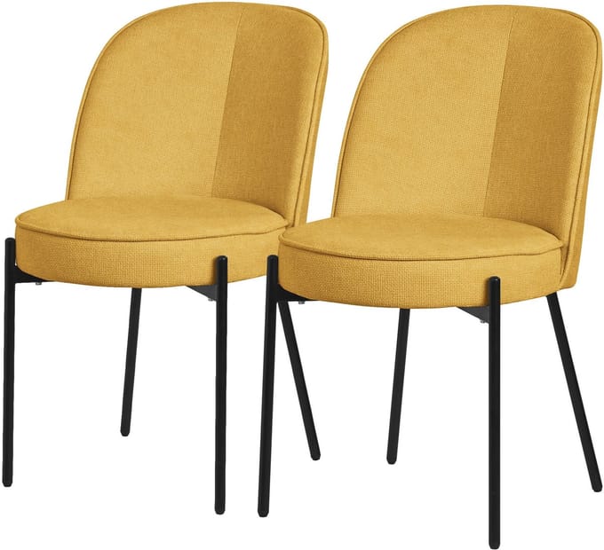 ML-Design mosterd ronde eetkamerstoelen set van 2 gestoffeerde keukenstoelen comfortabel ergonomisch zachte polyester zitting hoge rugleuning metalen poot modern scandinavisch luxe design woonkamer eethoek keuken stoelen elegant minimalistisch