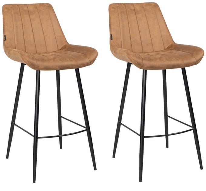 Bronx71® Industriële barkruk Brooke cognac 74 cm - Barkrukken set van 2 - barstoel