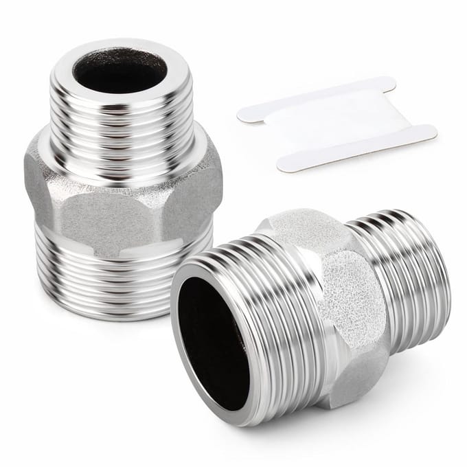 2 Stuks Reducerende Nippel 3/4" x 1/2" BSP Schroefdraad Adapter RVS 304 voor Leidingen