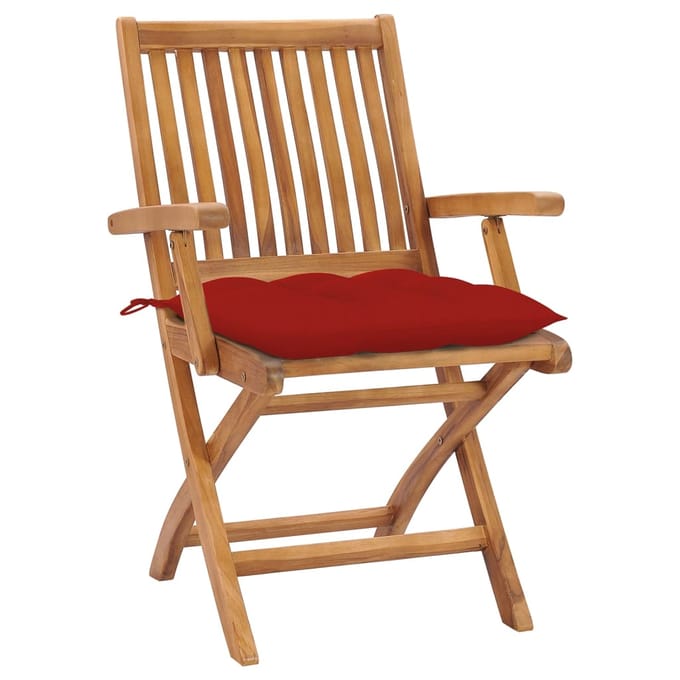 vidaXL - Klapstoelen - met - kussens, - 6 - stuks, - massief - teakhout