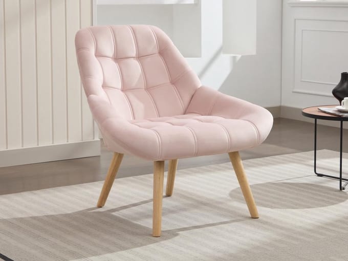 Vente-unique Fauteuil in roze fluweel LUOSTO