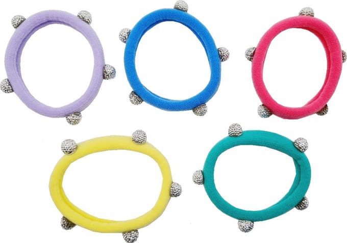 Haarsoires Haarelastieken - Endless - Bollen - Zilver Multicolor - Set van 5