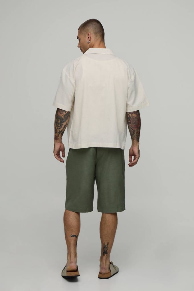 Baggy Fit Half & Half Taille Cargo Shorts | Olive | Size Small
