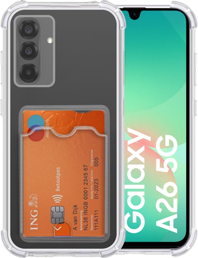 Hoesje Geschikt Voor Samsung Galaxy A26 - met pashouder - Shockproof case - Arara backcover - transparant
