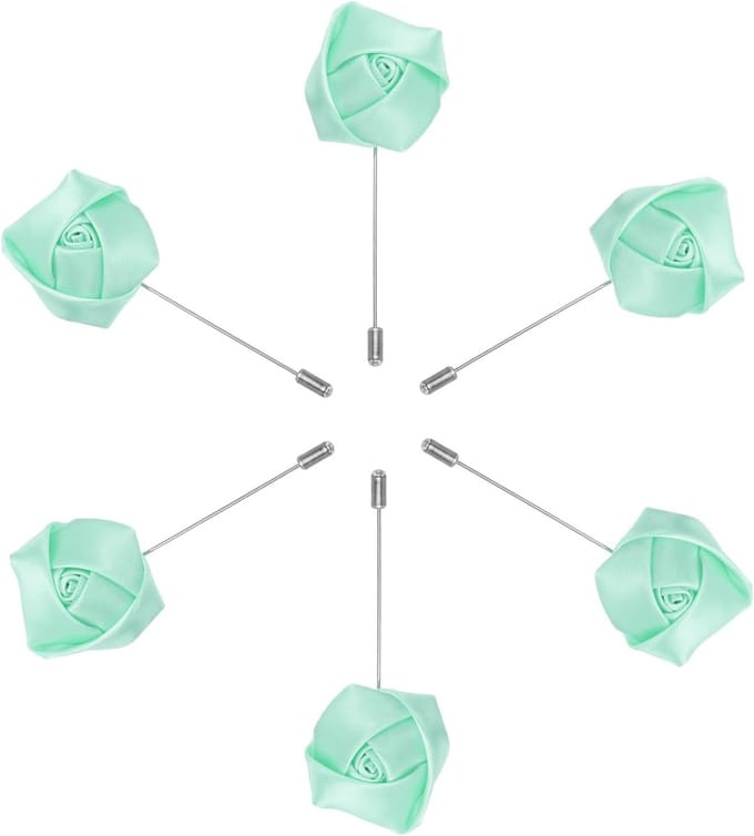 Bruidegom Reversspelden - Rozen Spelden - Bruiloft Accessoires - Zijden Kunstbloemen - 90 x 35 mm - Groen