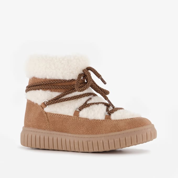 Blue Box gevoerde meisjes teddy veterboots bruin - Maat 32