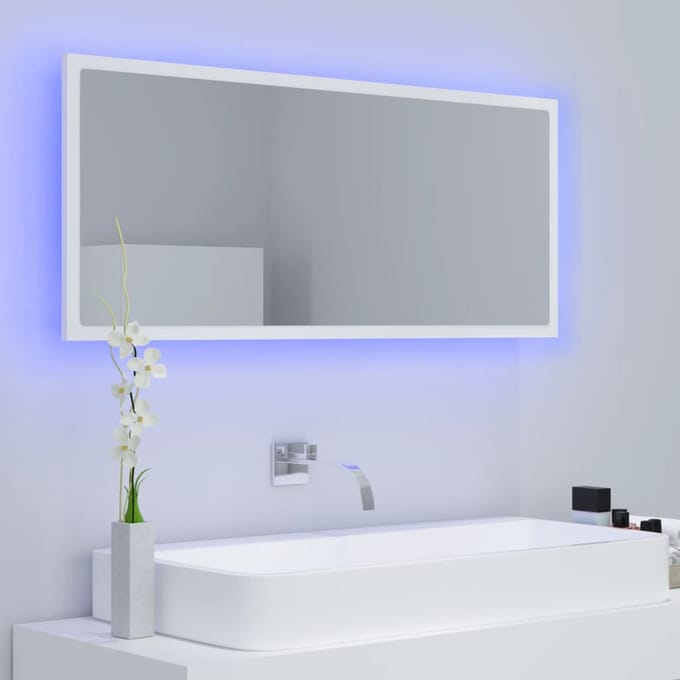 vidaXL - Badkamerspiegel - LED - 100x8,5x37 - cm - acryl - wit