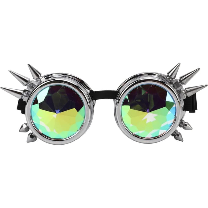 Steampunk Bril Retro PC ABS met Elastische Band Kaleidoscoop Rave Bril voor Feest Glans Zilver black
