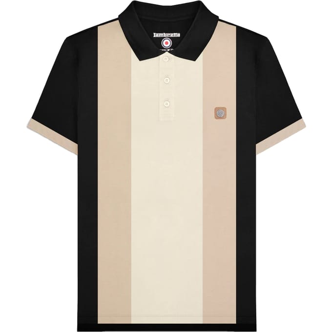 Lambretta Heren Vintage poloshirt met panelen (Zwart)