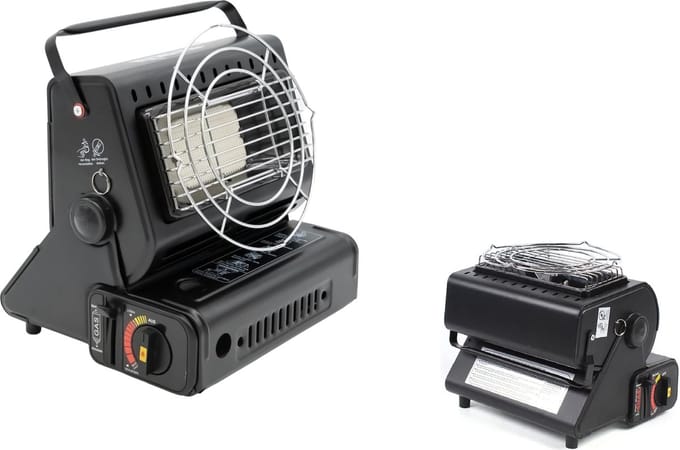 SMH LINE® Draagbare Gaskachel - 2 in1 - Camping Heater - Incl. Kookrooster