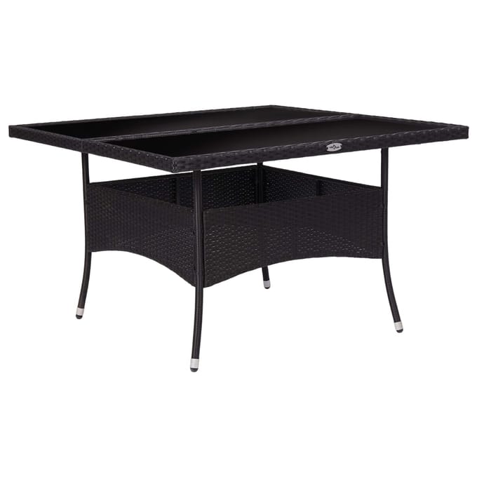 vidaXL - Tuintafel - poly - rattan - en - glas - zwart