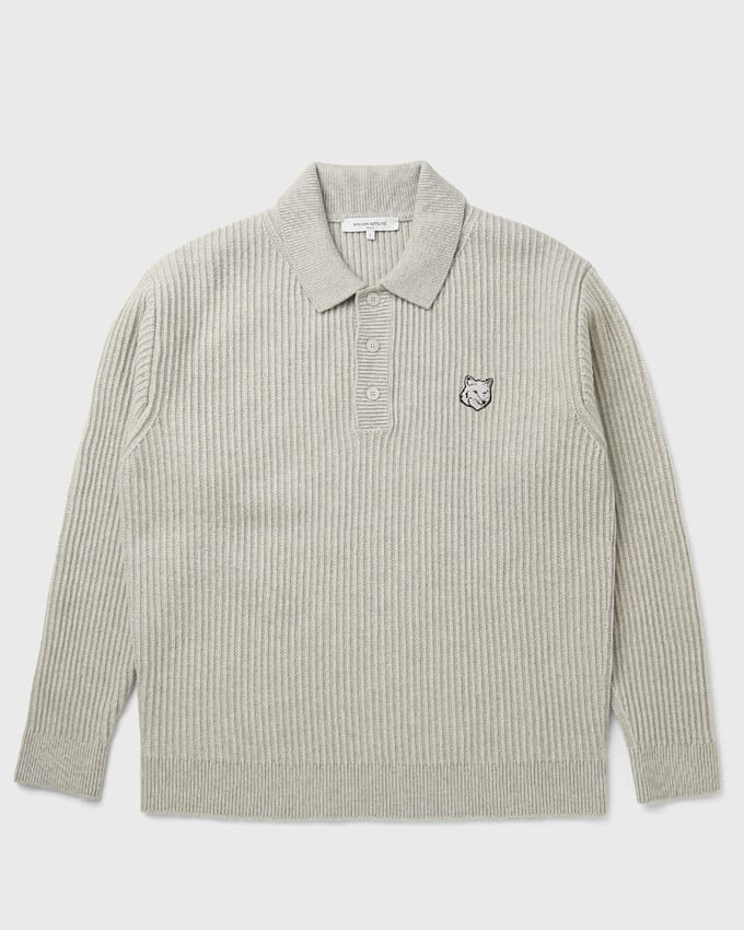 FOX HEAD WOOL RIBBED POLO JUMPER