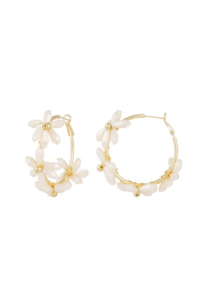 YWG - Flowering rings oorbellen - Gebroken wit