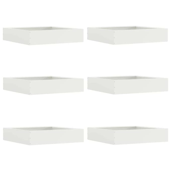 vidaXL - Gazonrand - 6 - st - 60 - x - 60 - x - 13 - cm - Staal - Wit