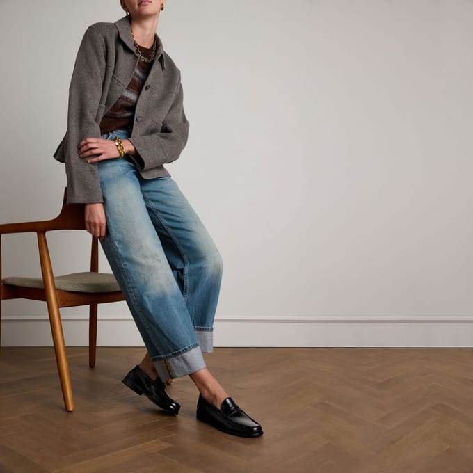 Manfield - Dames - Zwarte leren loafers - Maat 36