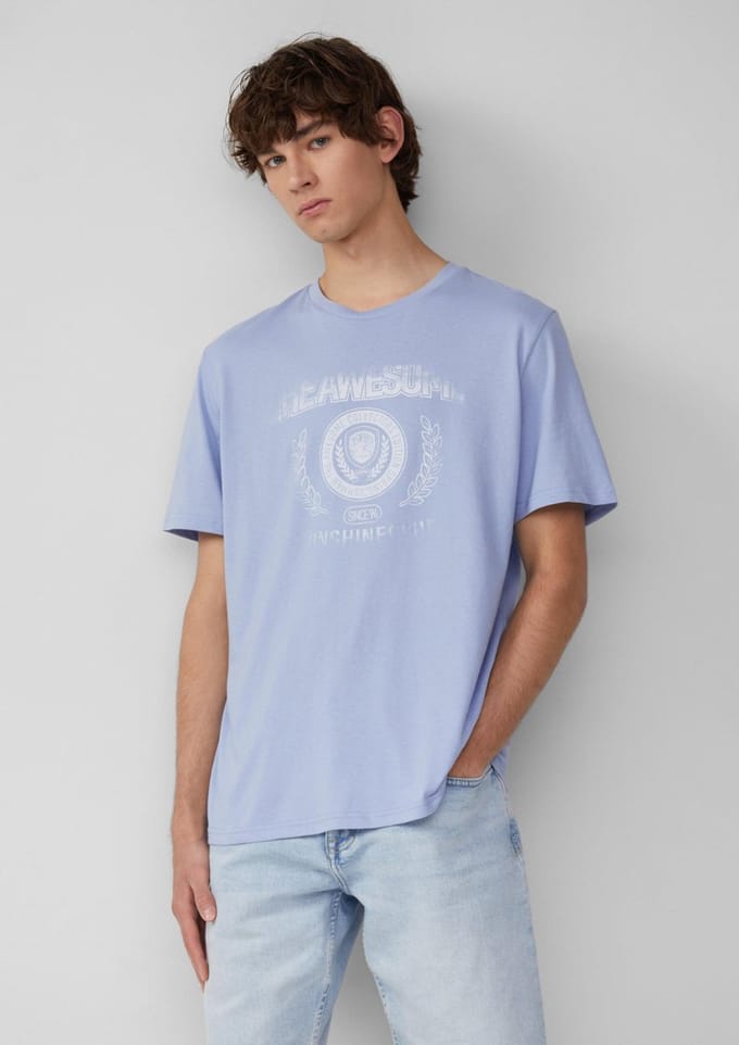Basic T-shirt met ronde hals en print QS