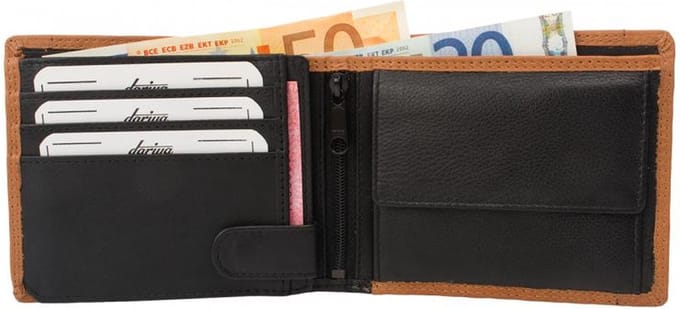 Dariya Portemonnee 2900 Zwart Cognac Leer
