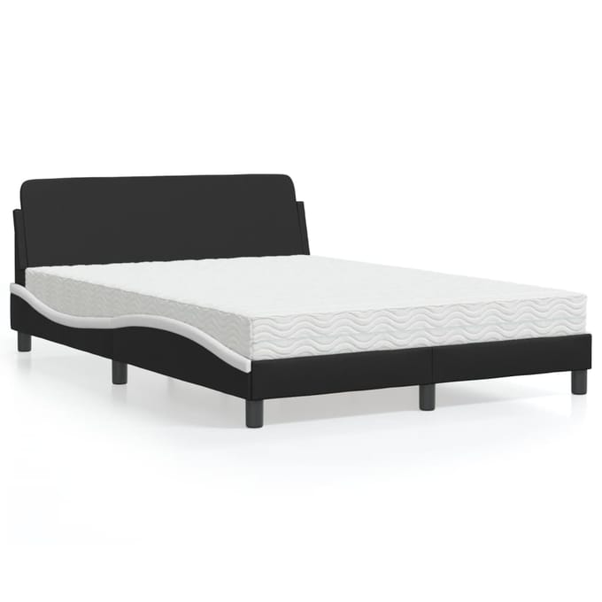 vidaXL - Bed - met - matras - "Dover" - kunstleer - zwart - en - wit - 140x190 - cm