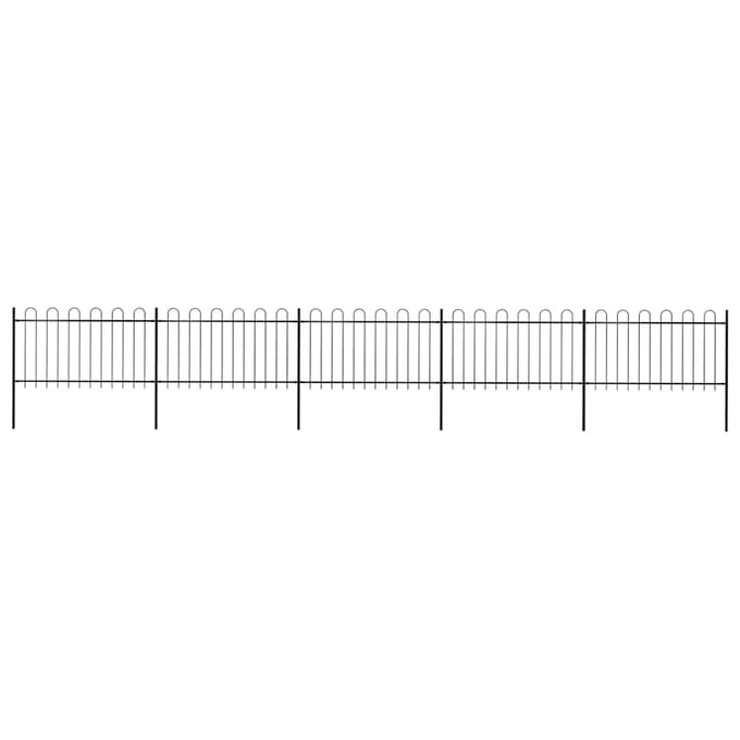 vidaXL - Tuinhek - met - ringtop - staal - 838x100 - cm - zwart