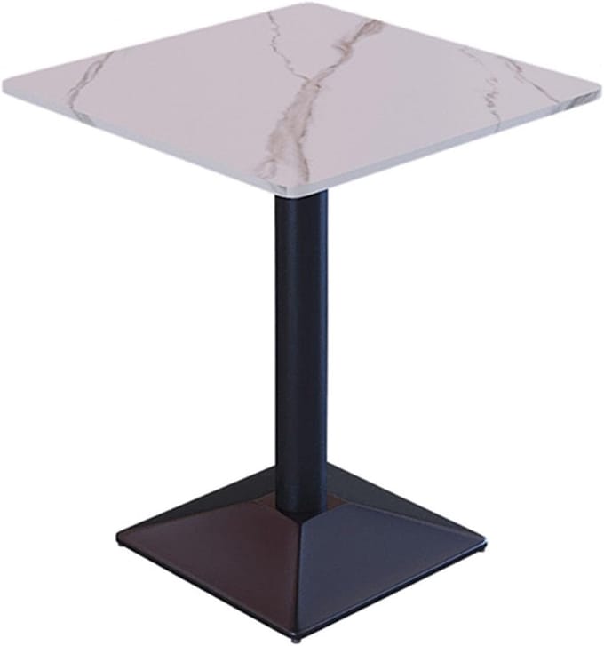 Vierkante Eettafel - Moderne Tafel - Kleine Ruimtes - Marmerlook Blad - 60x60cm - Wit