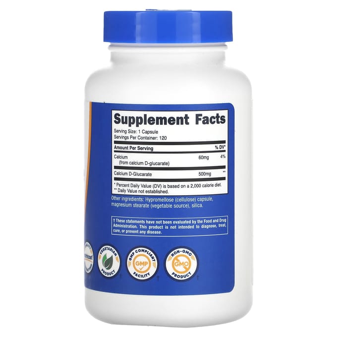 Nutricost, D-Glucarate de calcium, 500 mg, 120 gélules