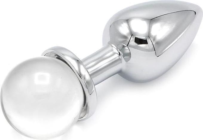Kiotos - Aluminium Buttplug Met Glinsterende Ronde Siersteen - Transparant