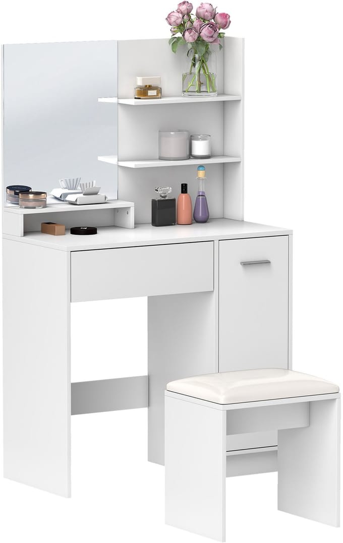 HOMCOM Kaptafelset - Spaanplaat - 80x40x132cm - Wit