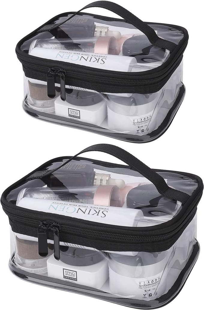 Transparante waterdichte make-uptassen - Set van 2, draagbare organizer voor cosmetica, toilettas voor vakantie en reizen