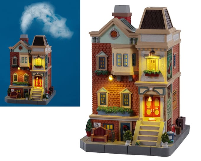 Lemax - Wester St. Row House (Smoking), With 4.5v Adaptor - Kersthuisjes & Kerstdorpen