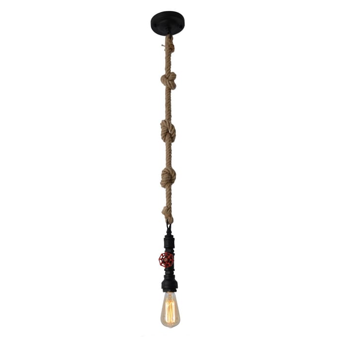 Näve Hanglamp Vintage met hennepkabel - zwart