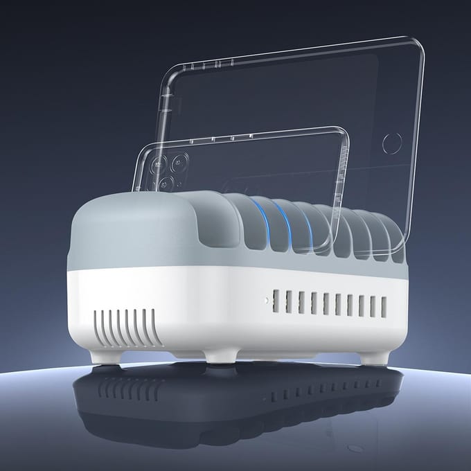 Intelligent oplaadstation DUK-10P-V1 voor telefoons en tablets 10x USB-A - wit