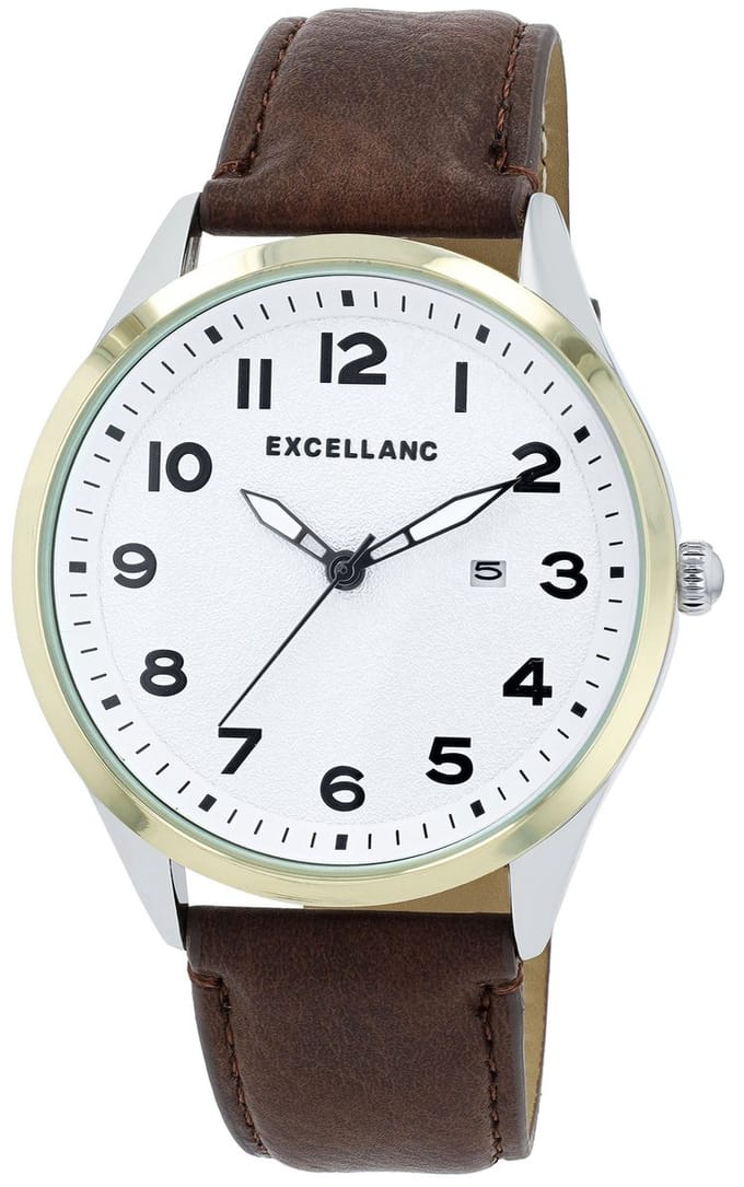 EXCELLANC Herenhorloge imitatieleer Datumaanduiding
