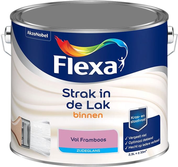 Flexa - Strak In De Lak Binnenlak Zijdeglans - Vol Framboos - Mengverf - 2,5 L