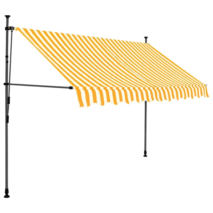 vidaXL - Luifel - handmatig - uitschuifbaar - met - LED - 300 - cm - wit - en - oranje