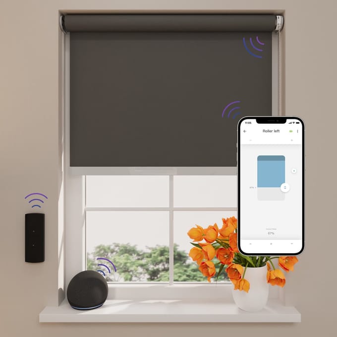 DTCH® Elektrisch Rolgordijn Verduisterend - Easy Soft - Black - 60 x 190 cm - Motionblinds CMD-03
