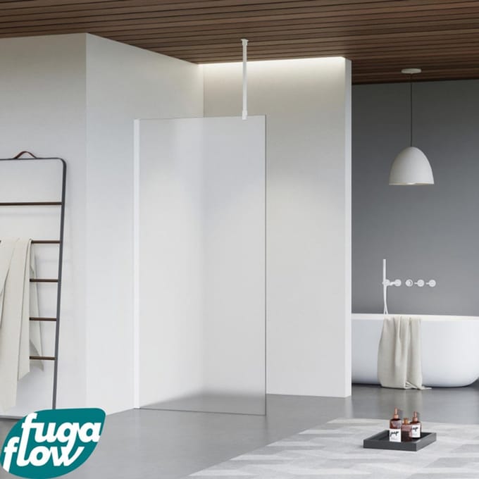 FugaFlow Eccelente Vetro inloopdouche badkamer - 160x200cm - mat glas - plafondarm - mat wit