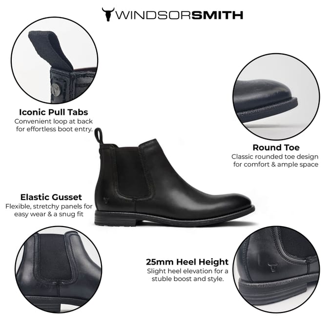 Windsorsmith Zwart Leren Chelsea Enkellaarzen - Sergio