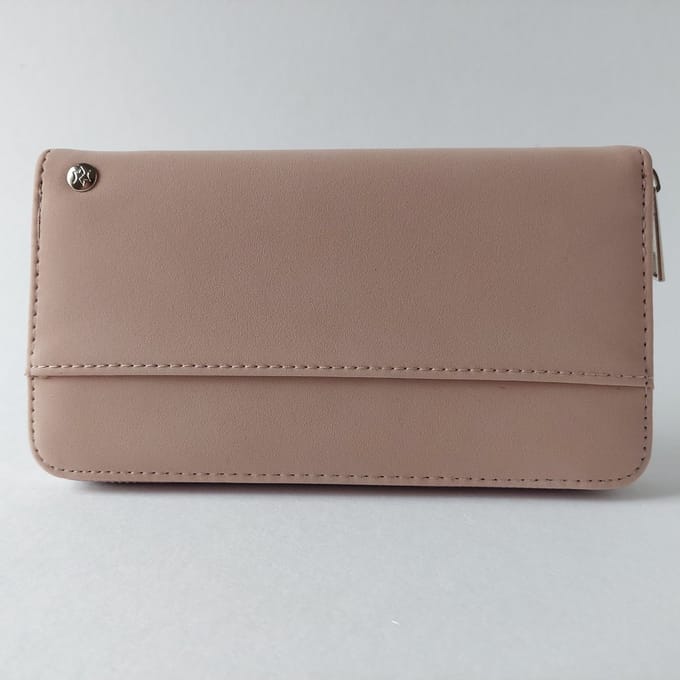PORTEMONNEE (pink) diep roze - happinesstassen - zeer ruim - elegant - suede look - rits sluiting