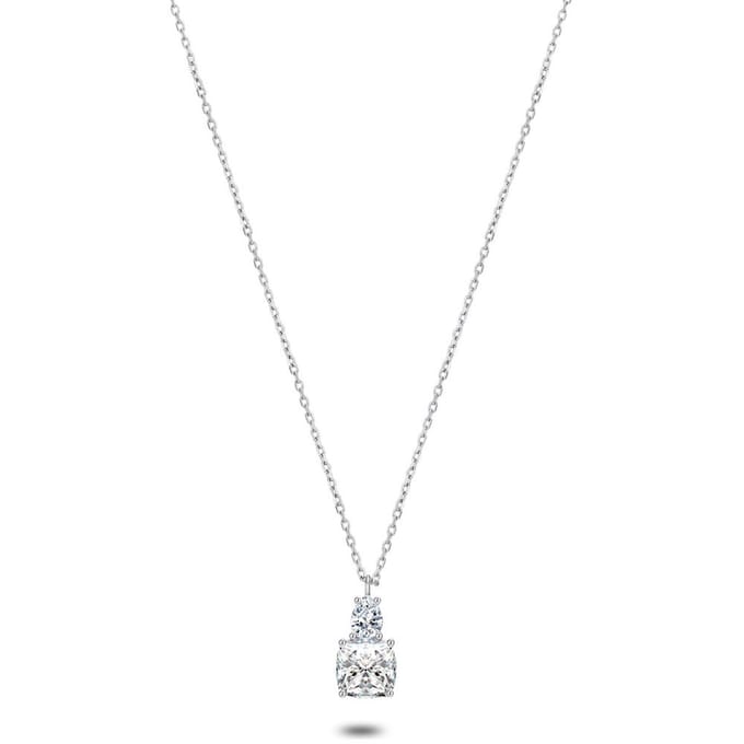Twice As Nice Halsketting in zilver, druppel, 2 zirkonia 38cm+5cm