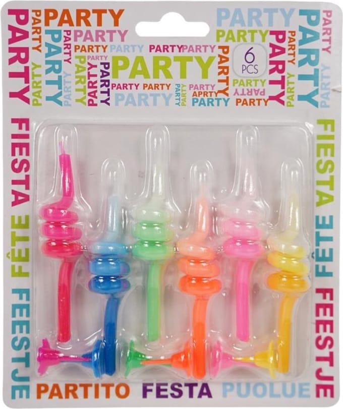 Partykaarsjes gedraaid - Verjaardag kaarsjes - 8,5 cm set van 6