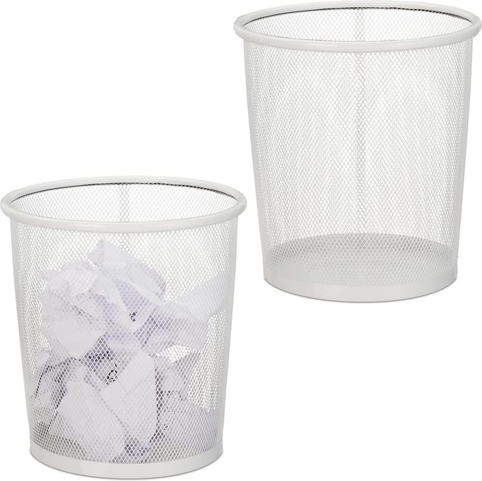 2x papiermand metaal - prullenmand - prullenbak - papierbak - 8 L - afvalbak