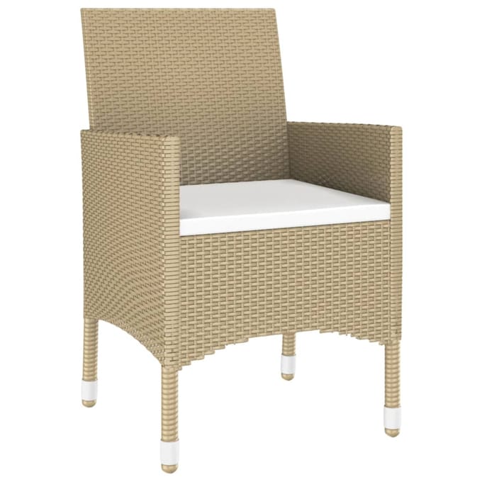 vidaXL - 7-delige - Tuinset - poly - rattan - en - gehard - glas - beige