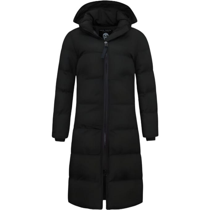 Lange Puffer Jas Dames Getailleerd - 8606ZCNW- Zwart