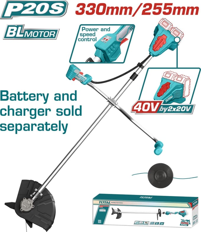 Total Tools 40V accu grastrimmer/bosmaaier – 2x20V brushless – losse body
